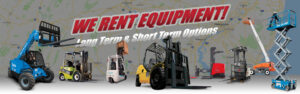 We rent equipment - forklifts, telehandlers, scissor lifts and other material handling equipment - long term and short term equipment rental options available